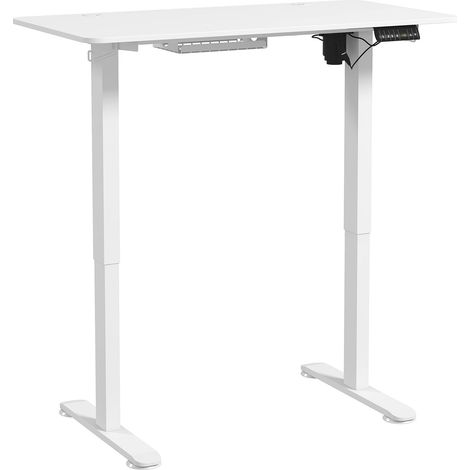 Escritorio de pie regulable en altura, eléctrico, 120x60x72-116cm, con 3 preajustes, anticolisión, protección contra sobrecalentamiento, aglomerado, blancoAoso