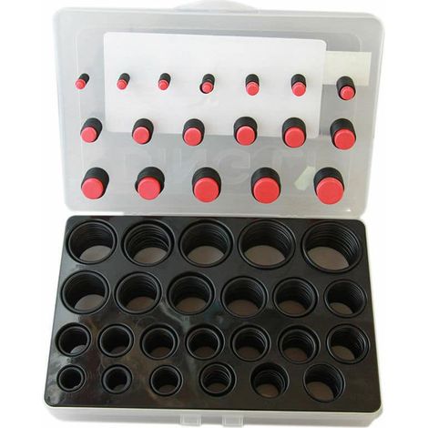 KIT 666 PZ GUARNIZIONI O'RING 42 MISURE DIVERSE ORING ANELLI GOMMINI NERI (1/2)
