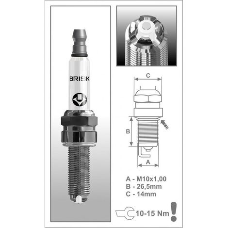 Bujía BRISK PREMIUM COR10LGS para KTM SXF/EXCF 250/450 '14-'22, HUSQVARNA FC/FE '14-'22, GASGAS EC/EX '21-'22 (primera instalación - OEM). (1/2)