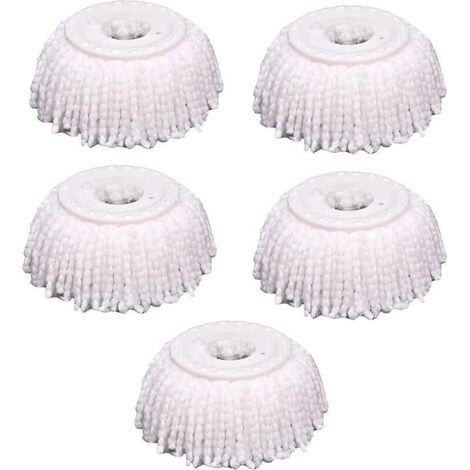 Lot de 5 têtes de balai à franges de rechange en microfibre, universelles pour balai à franges magiques à 360 °, forme ronde, taille standard (1/4)