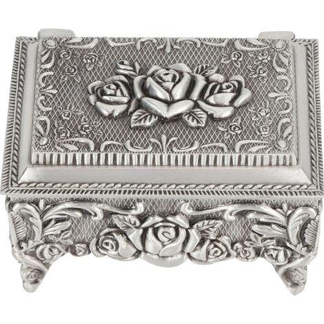 Boîte à Bijoux Vintage, Boîte De Rangement De Bibelots en Alliage De Zinc Sculpté élégant avec Doublure en Velours Doux Coloré pour la Décoration du Bureau Familial (1/5)