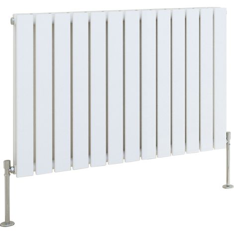 White Radiator Flat Panel Central Heating Rads with Angle Square Valve Horizontal Double 600x884mm
