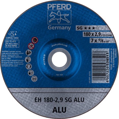 PFERD Trennscheibe EH 180x2,9x22,23 mm gekröpft Leistungslinie SG ALU für Alu (1/5)