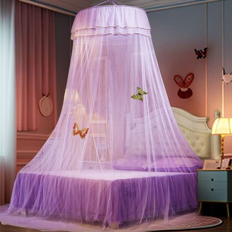 Moustiquaire Ciel de Lit, Tente De Lit Princesse Grand Moustiquaire, pour Lit Protection Contre Insectes pour l'intérieur l'extérieur,Violet (1/5)