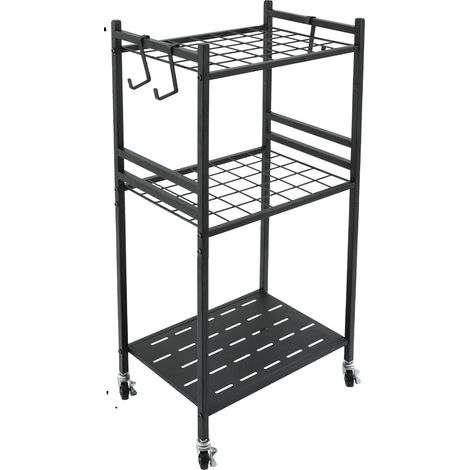 Organisateur d'outils de jardin, capacité de 35 emplacements, roues verrouillables, noir (1/2)