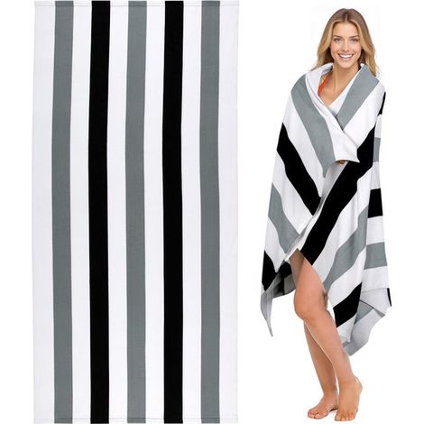 Serviette de plage microfibre grise – 80 x 160 cm – Séchage rapide – Anti-sable – Légère – Sport, piscine, camping (1/5)