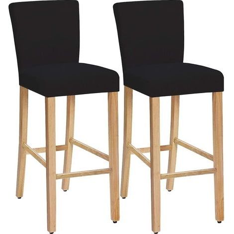 – Housses de chaise extensibles lavables – Lot de 2 – Matériau doux et respirant – Compatible tabourets de bar – Couleur noir (1/5)