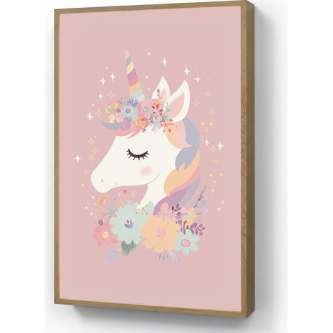 APLIQUE DE PARED Unicornio - Rosa - Flores 70x100 cm (1/4)