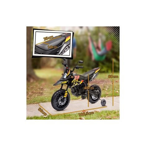 Moto électrique pour enfant 12V avec petites roues, feux LED, musique, USB, moto électrique pour garçons et filles, Jaune (1/5)