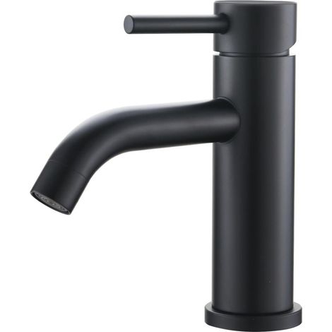 itigeur de Lavabo - Robinet de Salle de Bains Monocommande, Robinets de lavabo à Tiroir en Céramique à Faible Bruit, Corps en Acier Ioxydable, Noir