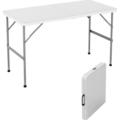 4ft (122cm) Folding Table Heavy Duty Indoor & Outdoor Plastic Table for Garden, Picnic, BBQ, Camping, Party & Catering (White)