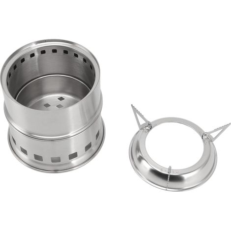 Mini réchaud à alcool pour le camping et la randonnée, réchaud de camp en acier inoxydable avec sac de rangement rond (1/5)