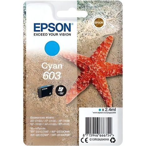 EPSON Cartouche d'encre 603 Cyan - Etoile de mer (C13T03U24010)