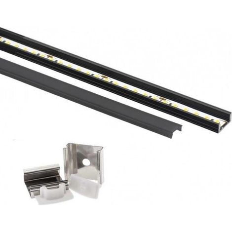 Silumen – Profilé aluminium 2m noir pour ruban LED – Cache opaque noir – Diffusion uniforme de lumière – Protection contre la poussière
