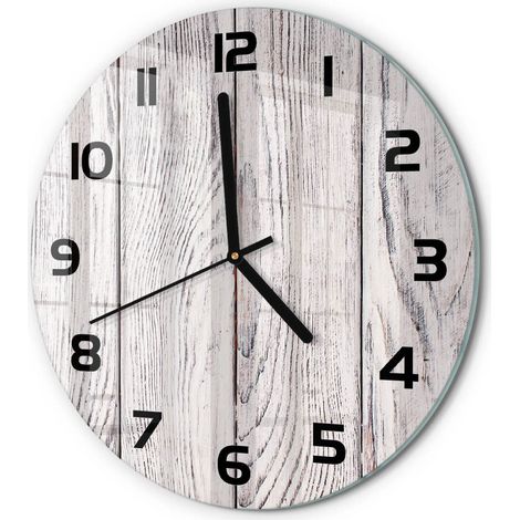 Horloge Murale Ronde Déco Salon Verre Trempé Silencieuse Design Contemporain Mur en bois fi 30 cm (1/5)