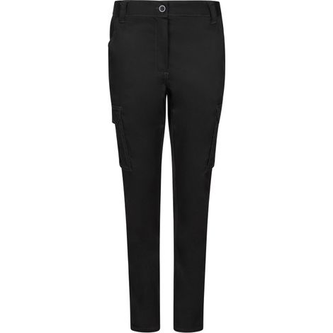 Pantalón de mujer para almacén con bolsillos y elástico en la cintura tejido stretch VELILLA 103002SW 52 Negro (1/5)