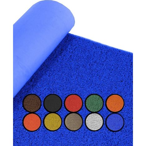 JARDIN202 - Felpudo de Rizos PVC Vinílico  Gran resistencia y calidad  Perfecto para entradas y recepciones  1,22 x 1 m (Azul con base)