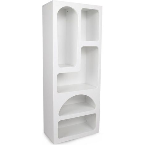 Cotecosy – Bibliothèque avec 5 niches – Panneau de particule mélaminé – Longueur 60 cm, Hauteur 150 cm, Profondeur 32 cm – Blanc – Espace pro (1/5)