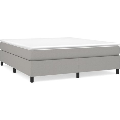 Lit double  Lit adulte  Sommier à lattes de lit avec matelas Gris clair 160x200cm Tissu
