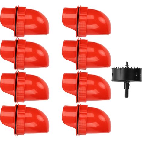 Mangeoire à poulet 8 ports et 1 scie cloche, Kit d'alimentation automatique par gravité pour volaille, résistant à la pluie, pour canard rouge (1/5)