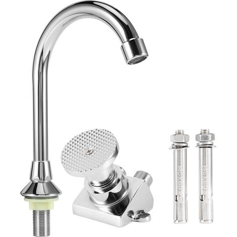 Robinet de lavabo à pédale monté au sol en cuivre à filetage G1/2 pouces, ensemble de robinets d'évier, pour laboratoire hospitalier (1/5)