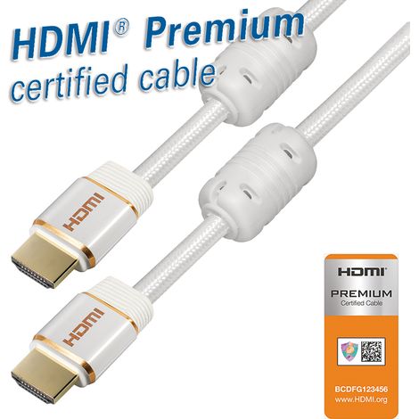 Hdmi™ premium certified cable for a bandwith up to 18 gbit/s, 60hz, 3d, uhd / 4k, 1,5 m, cable - ø 6,2 mm, awg30