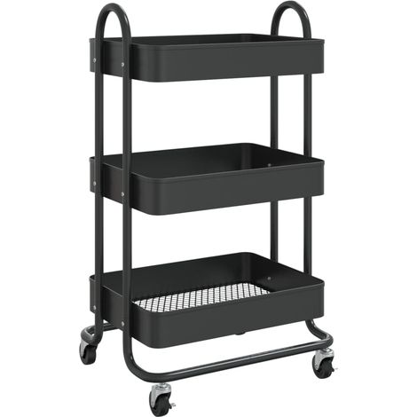 vidaXL Carrello a 3 Livelli Nero 43x34x79 cm in Acciaio (1/5)