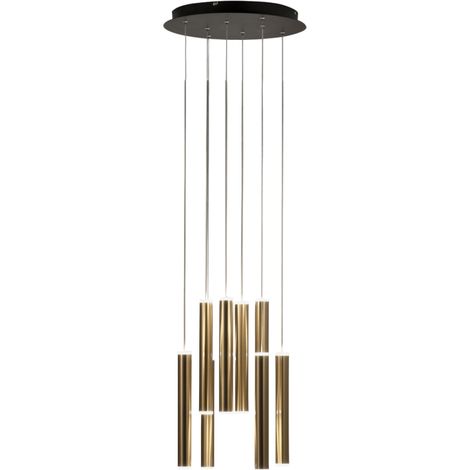 Suspension Circulaire Fabas Luce Prado À 8 Lumières - Led 52W À Intensité Variable - Rosace Ronde En Laiton (1/4)