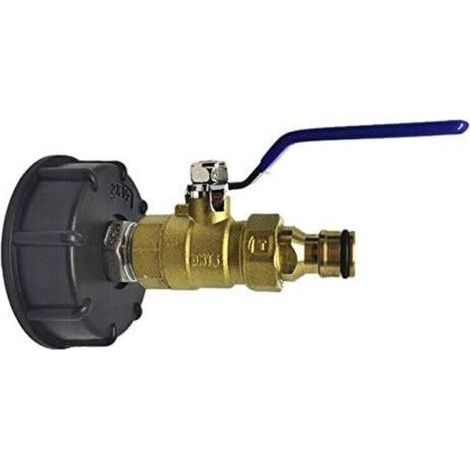 1x Messing-Wasserhahnanschluss, S60x6 Tankadapter-Ablassventil mit 25 mm Auslassdurchmesser, Schnellanschluss, für IBC-Tank (1/5)