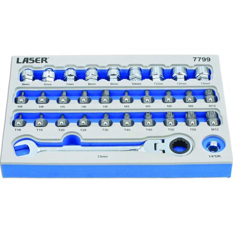 Laser 7799 Set di Punte e Basso Profilo e bussole Passanti Alldrive, 31 pz (1/5)