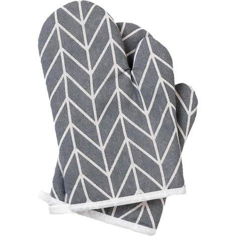 3 Paren 180°C Warmtebestendige Keukenhandschoenen mit Opslaglus, Anti-Slip and Dik, Grijs (16x24cm)