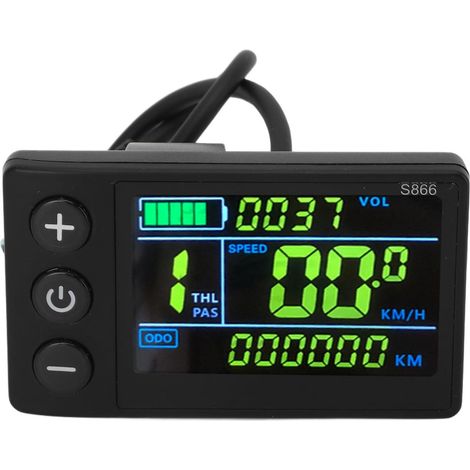 Ciclocomputador LCD S866 para bicicletas eléctricas, pantalla a color retroiluminada con conector impermeable de 5 pines (1/5)