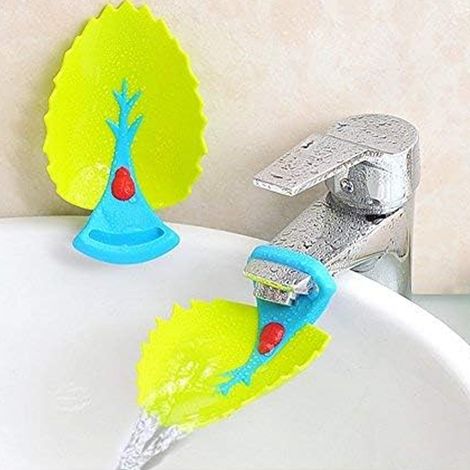 Extension de poignée d'évier de style Cartoon Faucet Extender de feuille de dessin animé amusant et intéressant pour le lavage des 2 pcs (1/4)