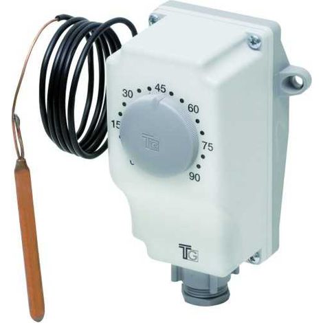 Aquastat capillaire 0-90° – Réglage externe – Bulbe 6,5mm – Longueur capillaire 1000mm – Protection IP40 – Différentiel 5°C – TG