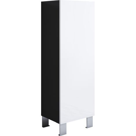 Mobile Soggiorno con Piedini 12cm  Vetrina Salotto Moderno  Vetrinetta pensile  40x138x28cm  Modello Luke V1  Nero e Bianco lucido