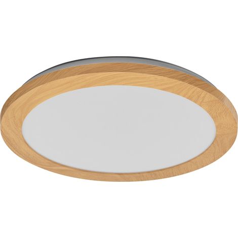 OSRAM Applique et plafonnier LED ORBIS Disc, décor bois, 22 W, 1800 lm, 3000/4000K, réglable par interr. mural via Click CCT, 30 cm de diam., protec. IP44 pour salle de bain, vis/chevilles incluses (1/5)