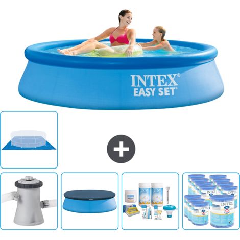 Intex runder aufblasbarer Easy Set-Schwimmpool – 244 x 61 cm – Blau – Inklusive Zubehör CB15 (1/5)
