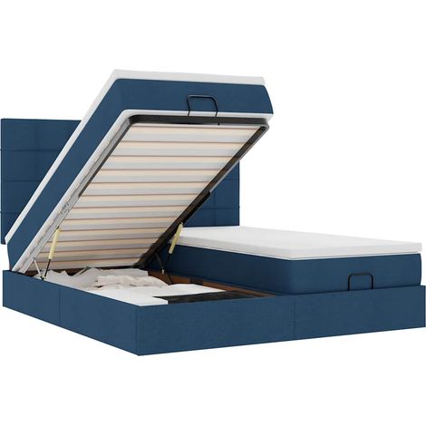 Maison Exclusive - Ottoman-Bett mit Matratzen & LEDs Blau 180x200