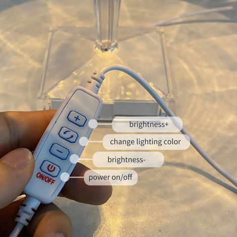 Lampe de table acrylique forme diamant 3 coloris éclairage intensité réglable USB cristal veilleuse chevet chambre décorative (1/3)