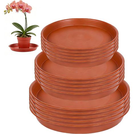 Lot de 15 Soucoupes pour Pots de Fleurs en Plastique - Coupelle Pot de Fleur Rondes 15,7 cm/17 cm/23,7 cm - pour Plantes d'Intérieur et d'Extérieur (1/5)