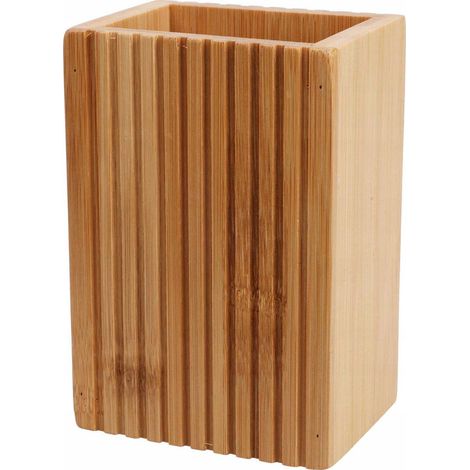 Bathroom-solutions Portacepillos de dientes Bambú Marrón 8.8x6.6x12.4 cm