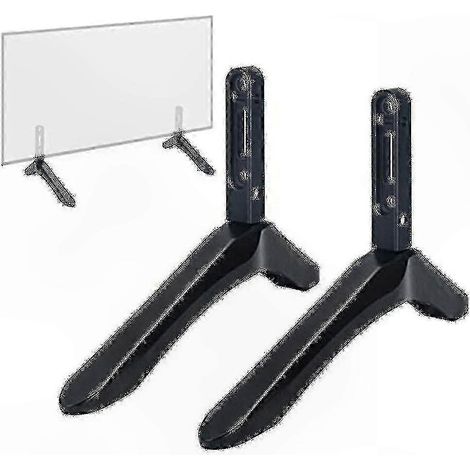Support TV Pied Universel 32-65 Pouces, Base Table Réglable en Hauteur, Support Mural pour Écrans LCD, Lot de 2, Noir, Fixation Stable (1/3)