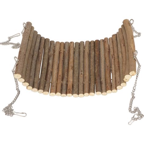 Balançoire en bois pour hamster, grand espace de jeu et d'escalade, avec chaîne de suspension, pour souris et perroquets, 15 x 30 cm / 5,9 x 11,8 pouces (1/5)