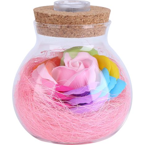 Lampe Led Rose Bouteille - Lumière Rgb Changeante Avec Télécommande - Décoration Romantique Pour Mariage Et Fête - 1 Pièce (1/5)