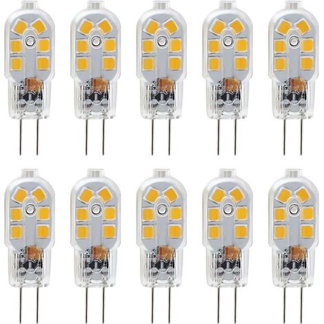 RHG Ampoule LED G4 12V, 1W Equivalent 10W Halogène Lampe, Pas De Scintillement 200LM, Blanc Chaud 3000K, 360° Angle de Faisceau, Non-Dimmable, Pack de 10
