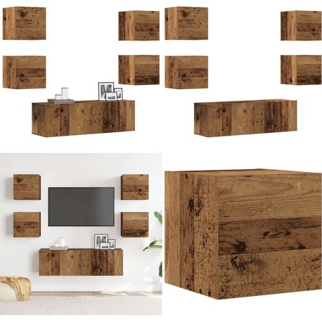 vidaXL Ensemble de meuble TV mural 5 pcs vieux bois bois d'ingénierie (1/5)