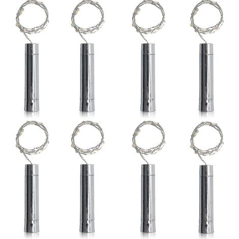 Lot de 8 guirlandes lumineuses de 20 LED pour bouchons de bouteille de vin, alimentées par piles AA, longueur minimale de 1 m (3,3 pi), blanc pur (1/2)