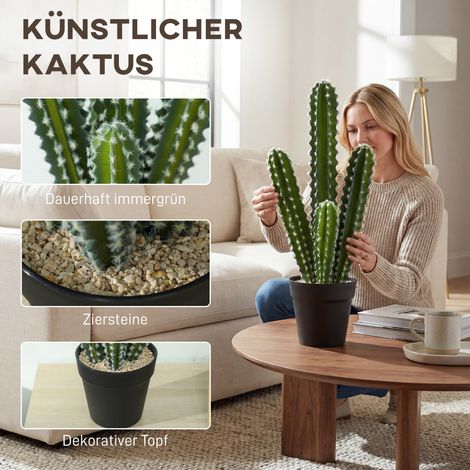 Cactus factice 53 cm, plante synthétique en pot pour décoration intérieure maison ou bureau (1/5)