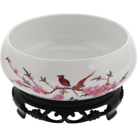 Pot de Porcelaine Bleu et Blanc avec Support Plastique Bol Hydroponique pour Plantes Dintérieur Jardinière Lotus sans Drainage pour Décoration Intérieure (1/5)