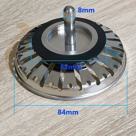 pair Crépine d'évier de cuisine, bouchon de crépine d'évier en acier inoxydable, remplacement des bouchons de vidange de crépine de panier à double fonction (diamètre: 84 mm)-Fei Yu